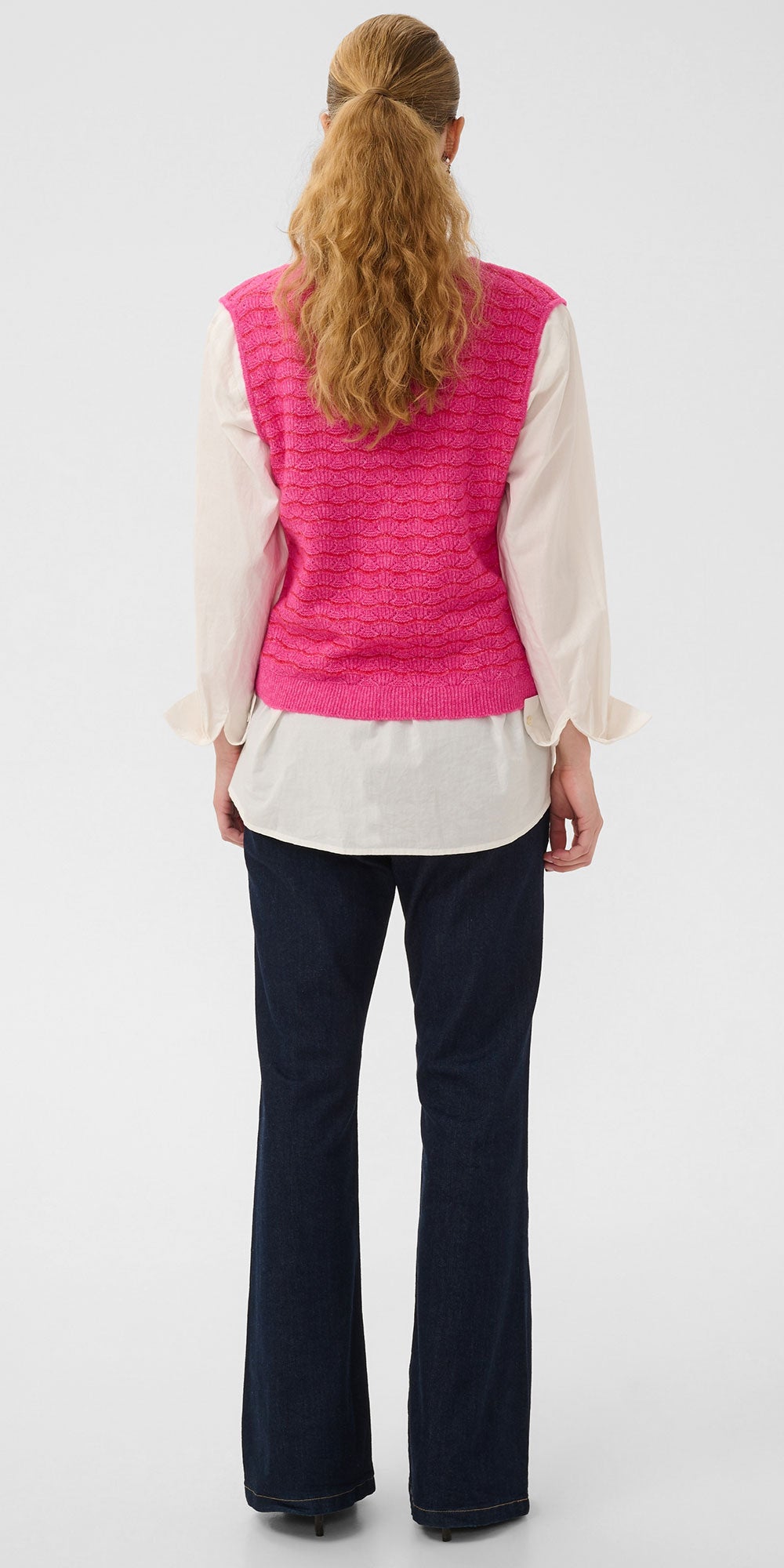 Culture Scalloped Straight-line Vest, pink
