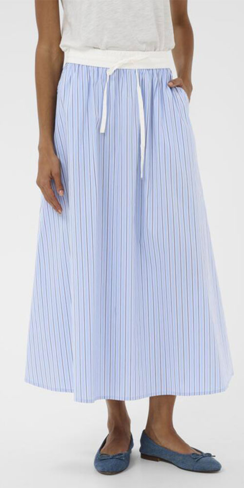 Culture Striped Poplin Skirt