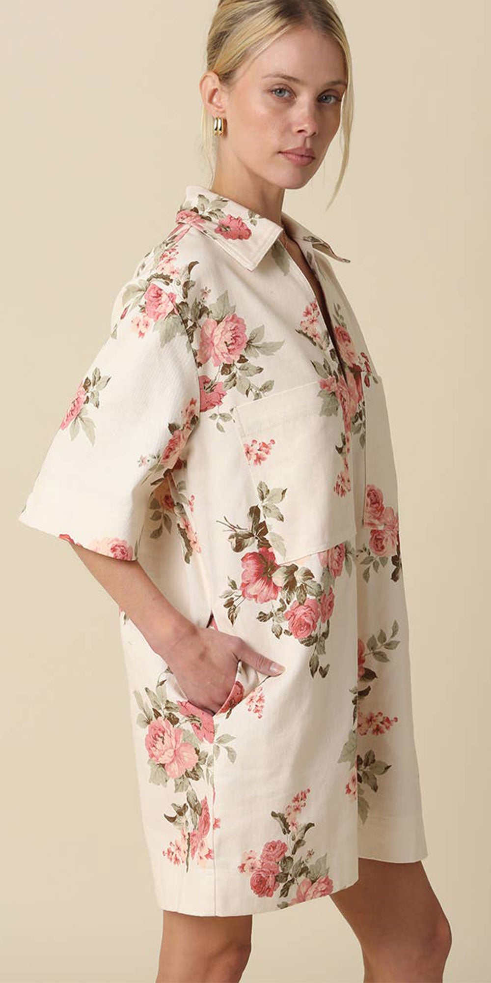 Floral Tunic Style Shift Dress