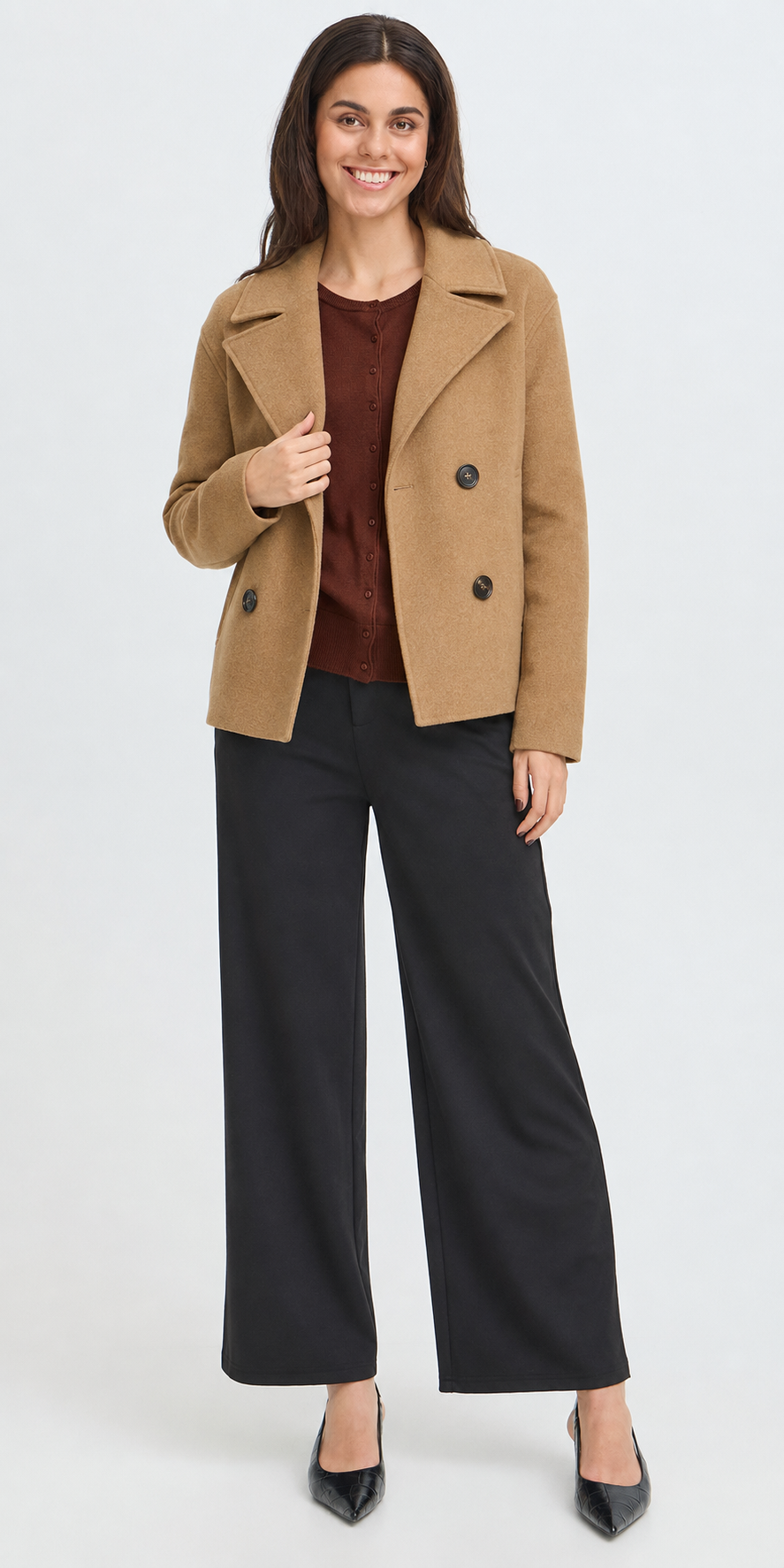 Fransa Pea Coat, camel
