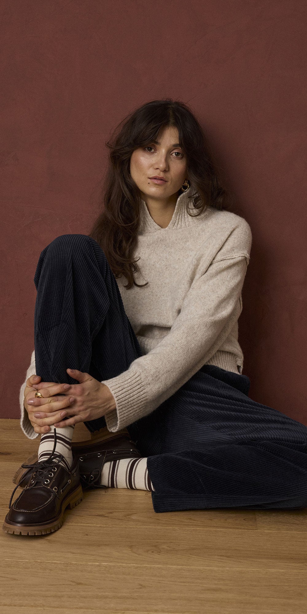 Fransa Corduroy Cozy Pants, navy