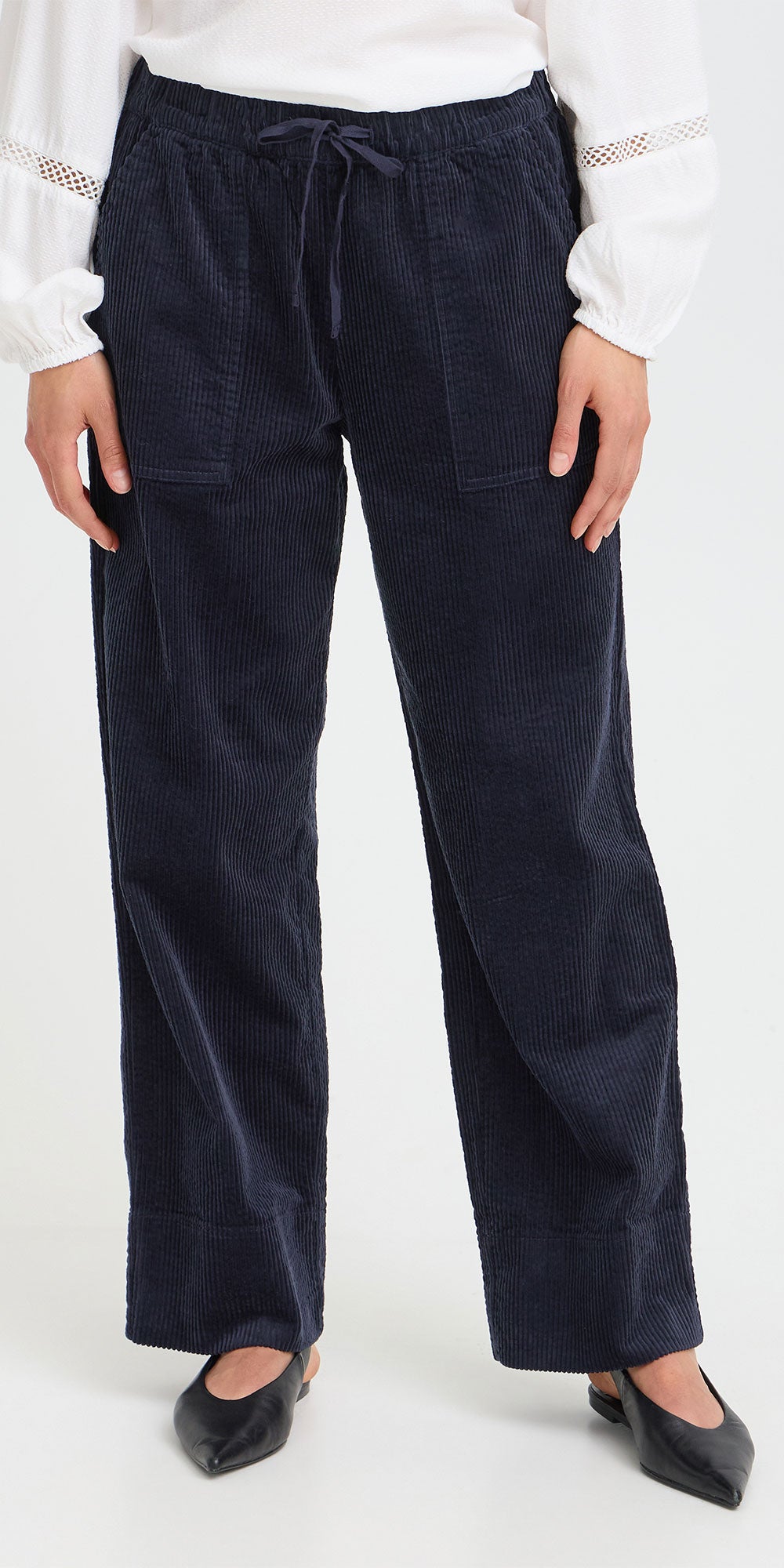 Fransa Corduroy Cozy Pants, navy