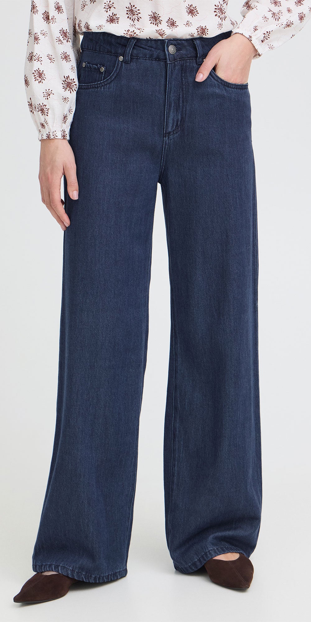 Fransa Dark Denim Wide Jeans
