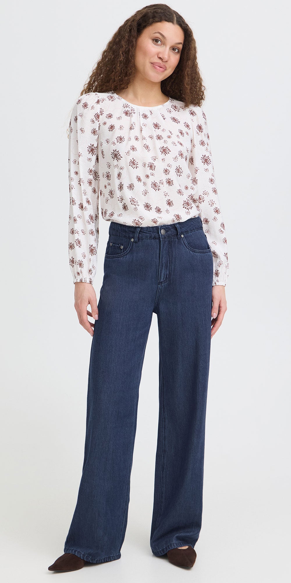 Fransa Dark Denim Wide Jeans