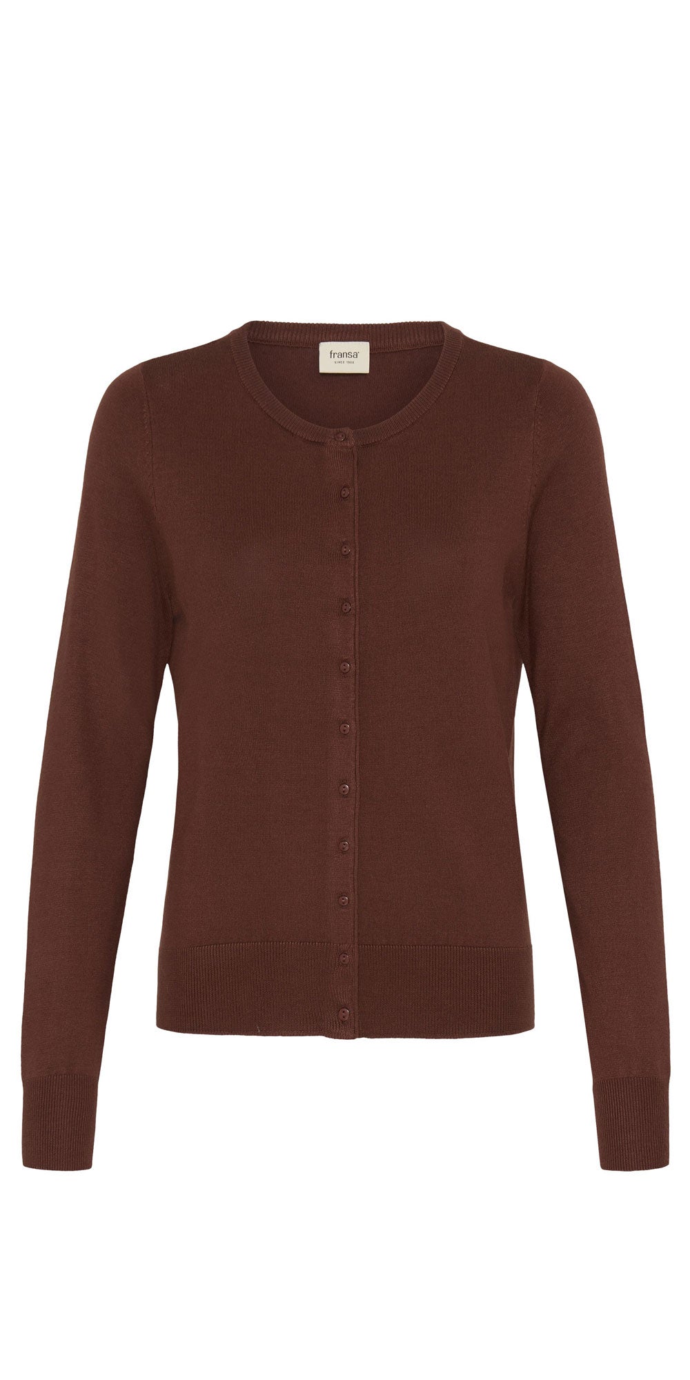 Fransa Fine Knit Cardigan, raisin