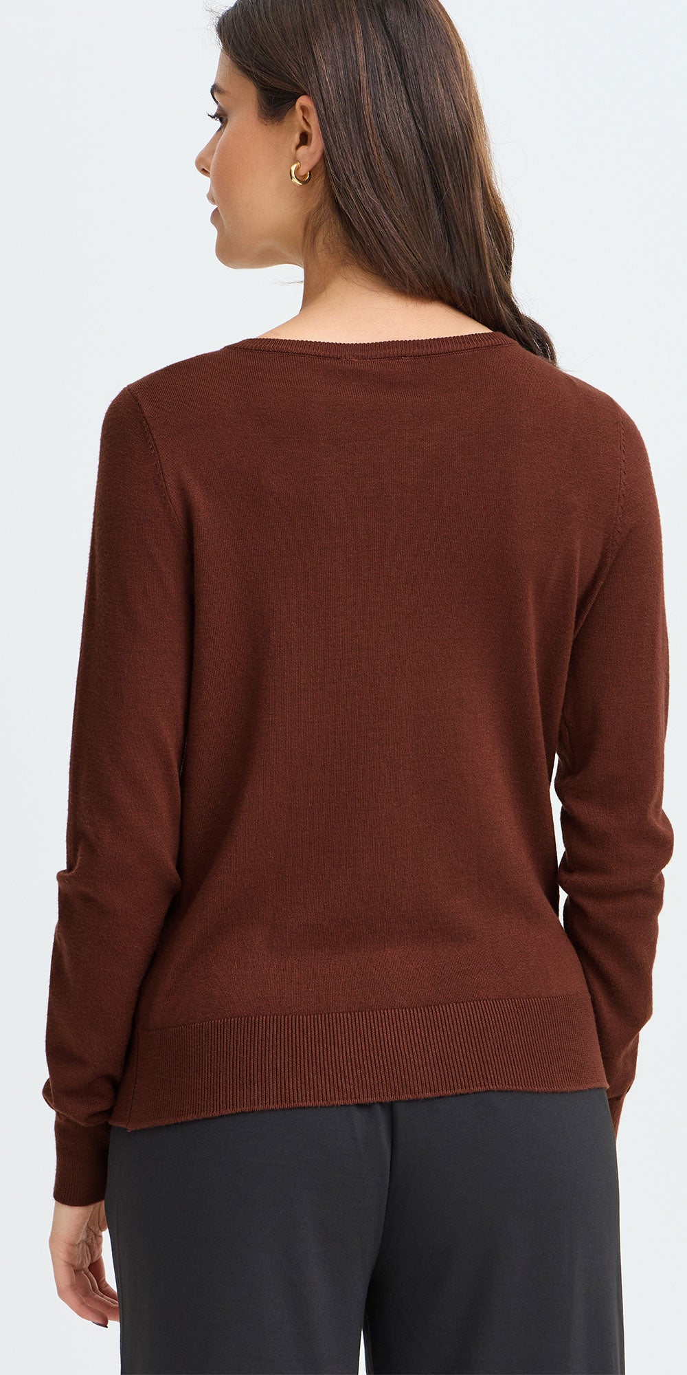 Fransa Fine Knit Cardigan, raisin