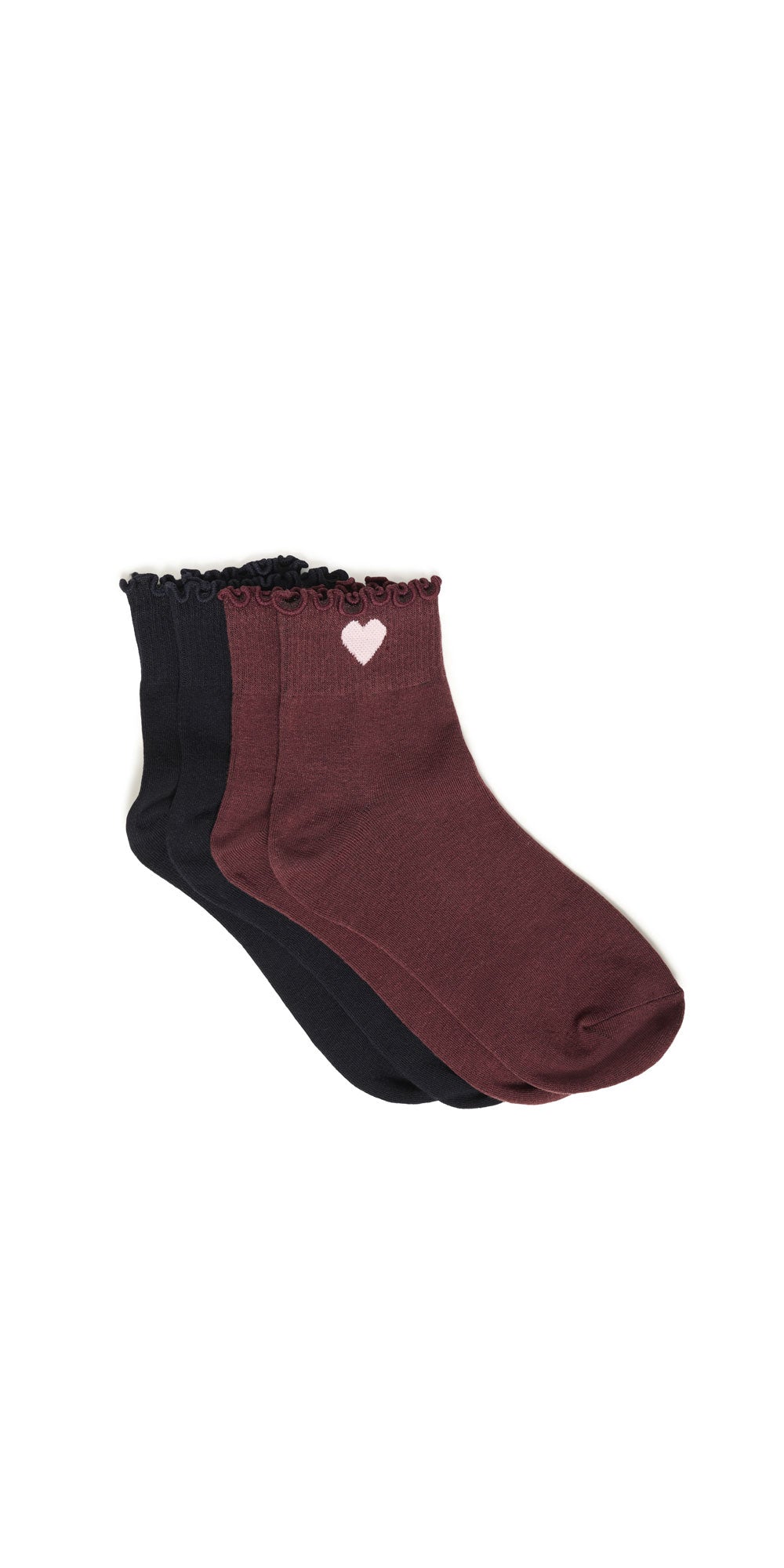 Fransa Heart Socks, 2-pack