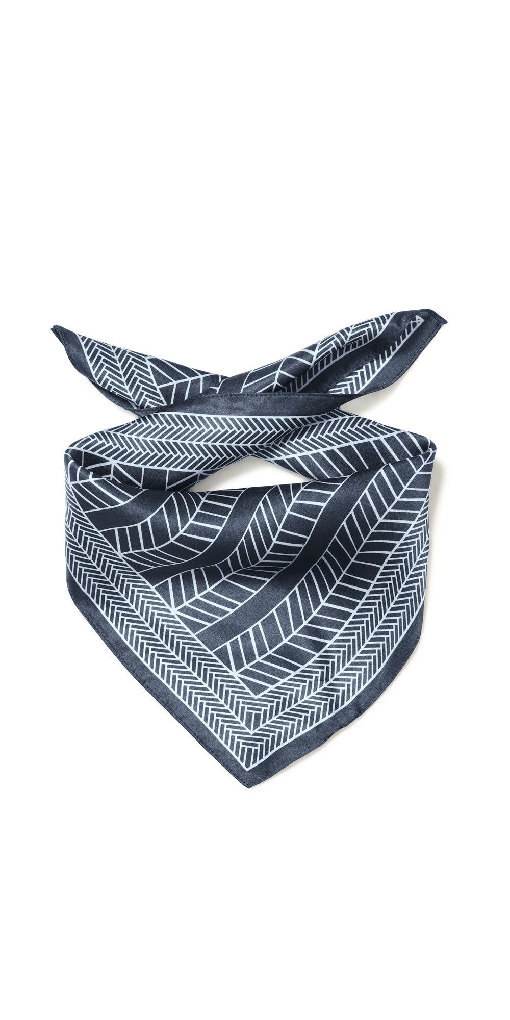 Fransa Silk Herringbone Scarf, navy