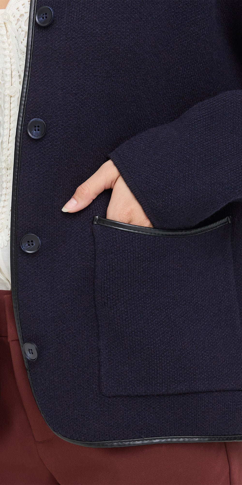 Fransa Knit Cardy Jacket, navy