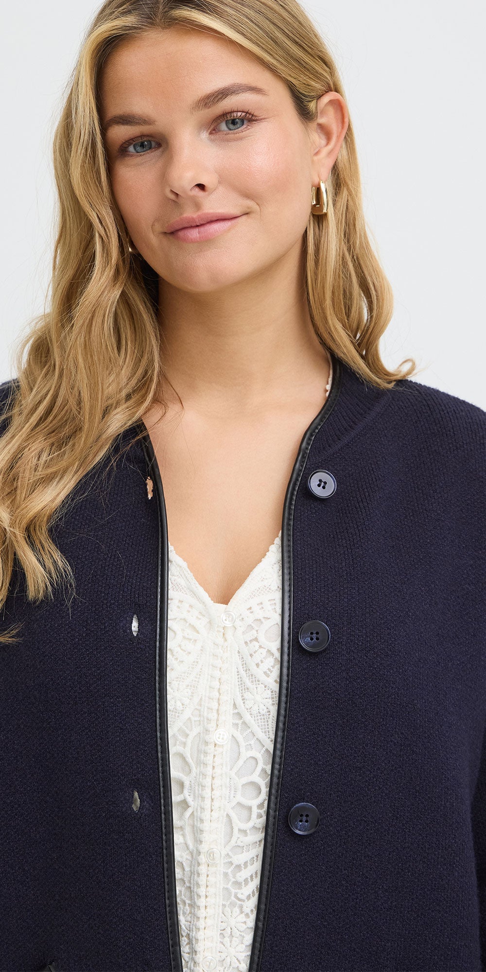 Fransa Knit Cardy Jacket, navy