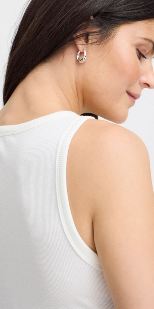 Fransa Ribbed Tank, off-white