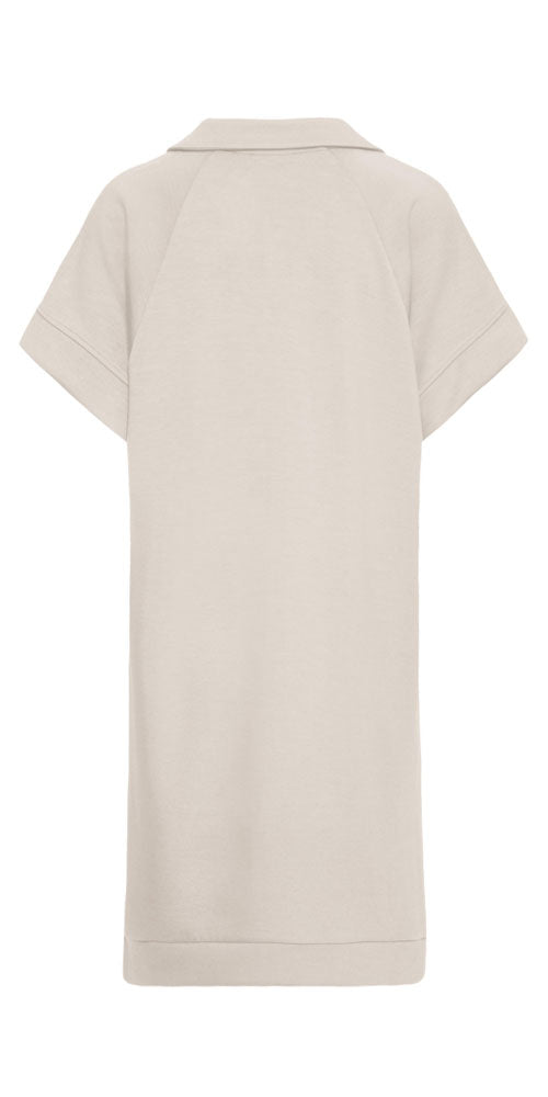 Fransa Scuba Knit Polo Dress, concrete