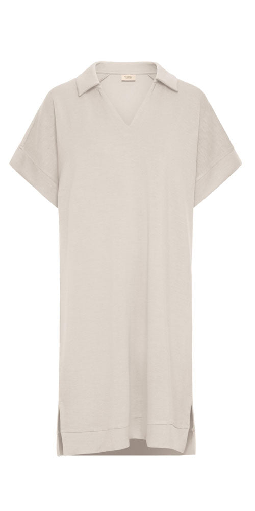Fransa Scuba Knit Polo Dress, concrete