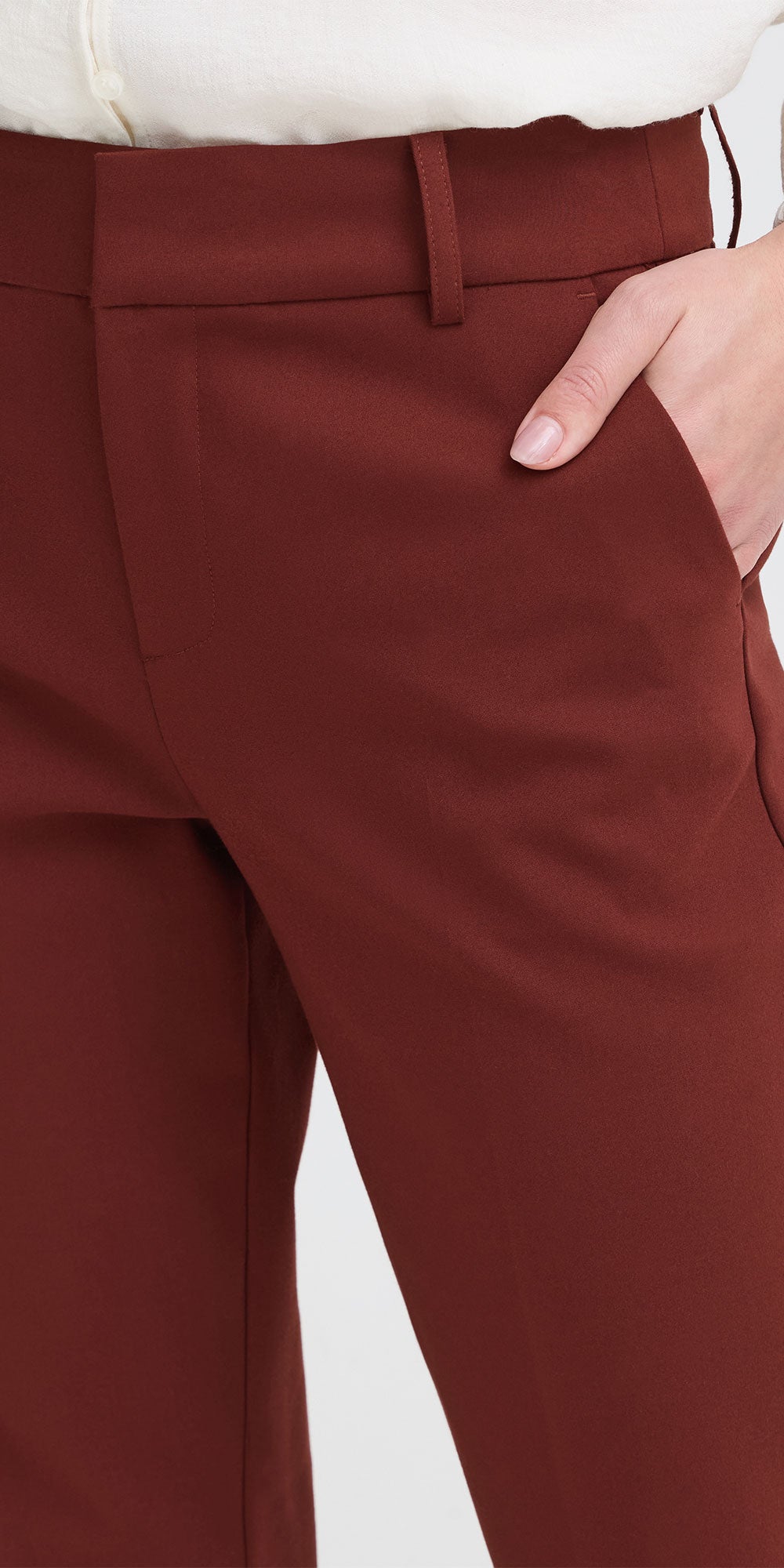 Fransa Slim Lined Trousers, raisin