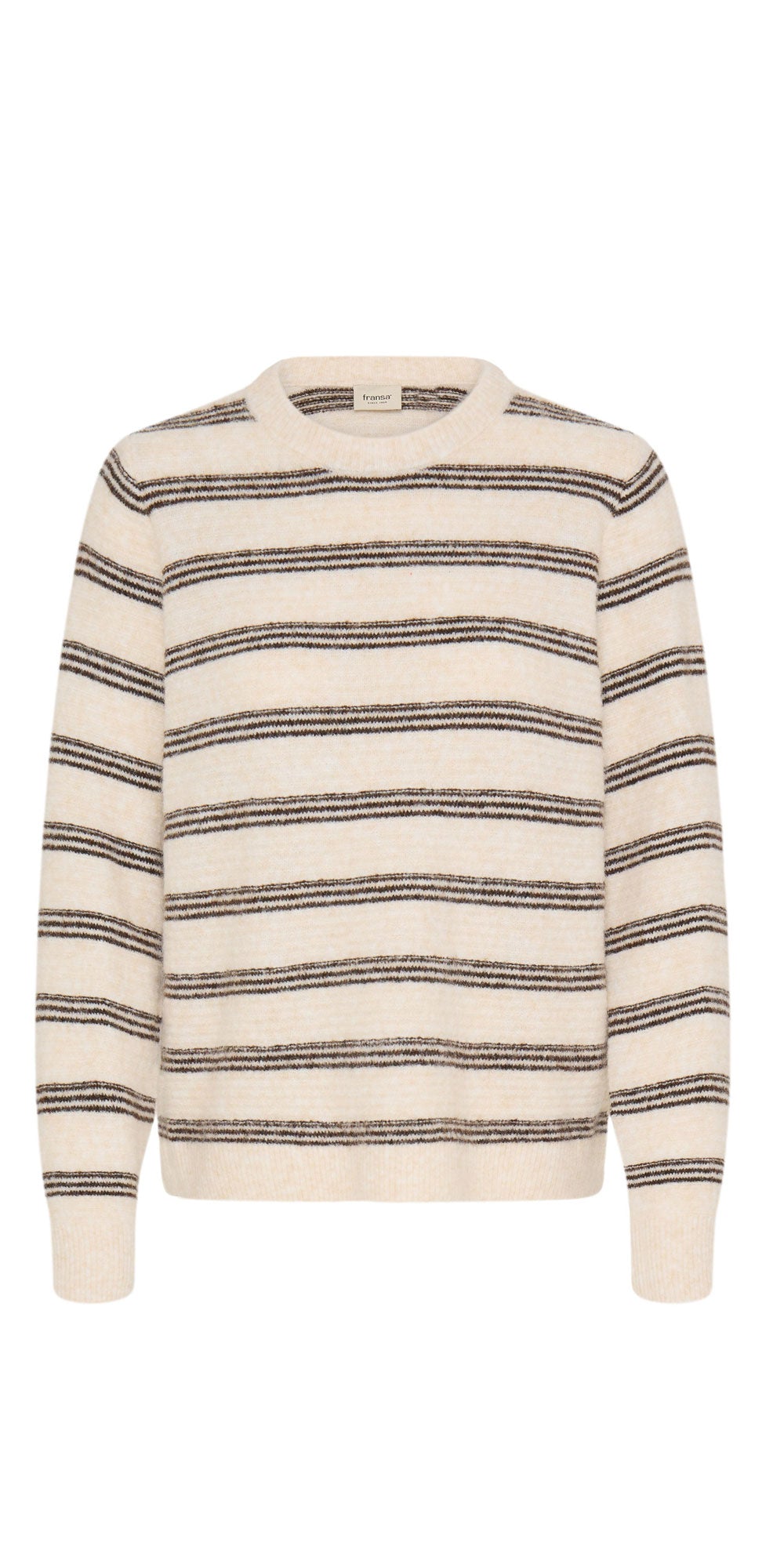 Fransa Striped Crew Neck Sweater