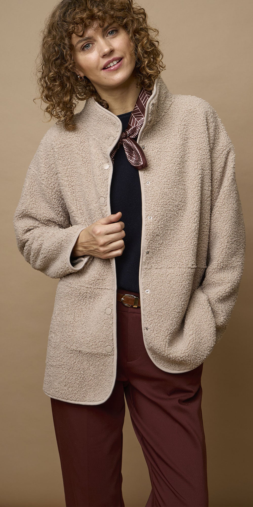 Fransa Teddy Jacket, stone