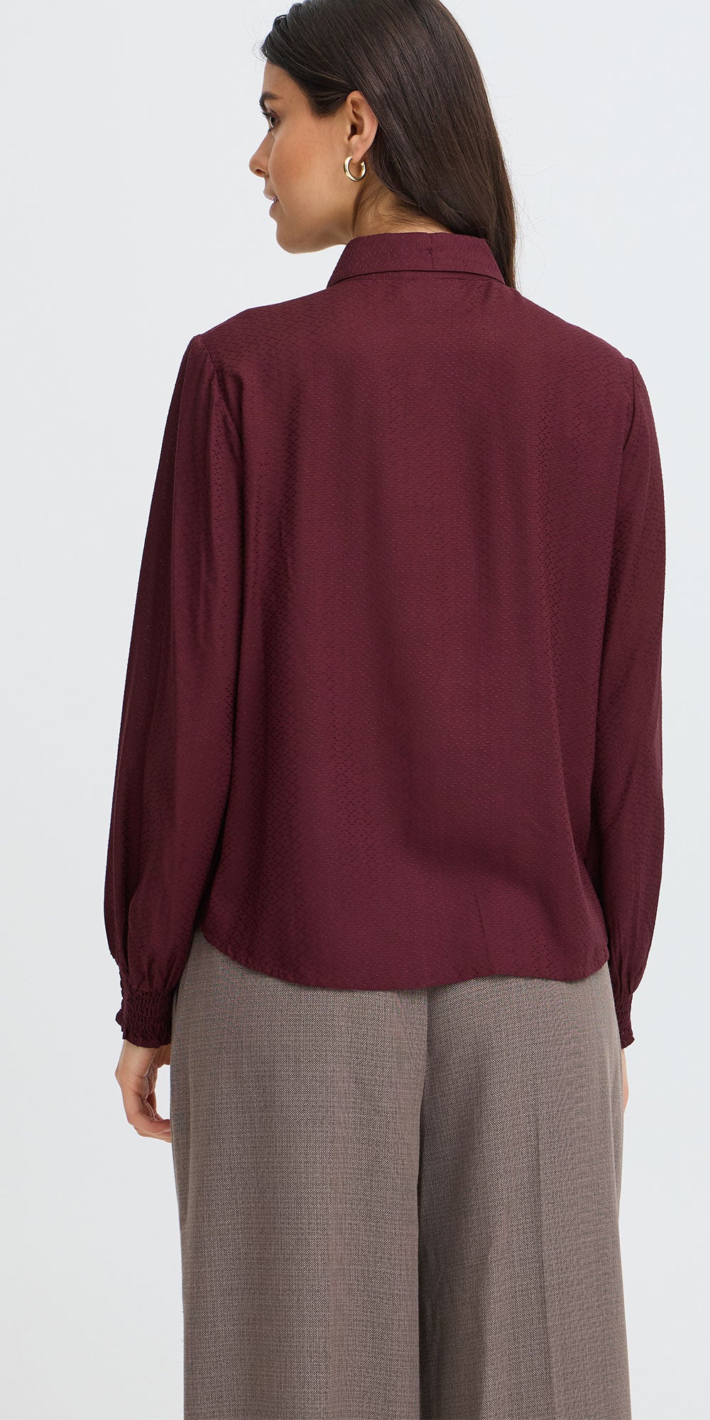 Fransa Tuxedo Blouse, burgundy