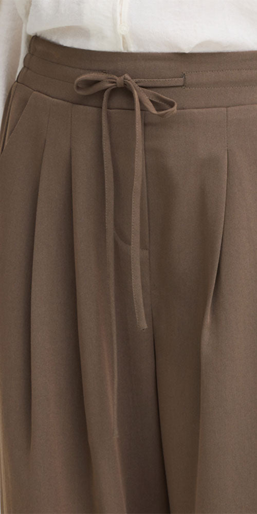 Fransa Pleated Wide Leg Trousers, mushroom