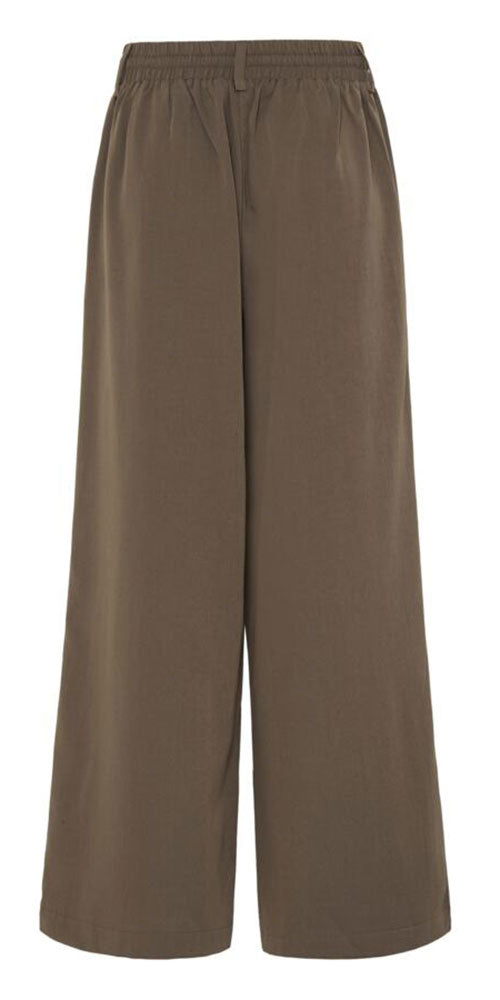 Fransa Pleated Wide Leg Trousers, mushroom