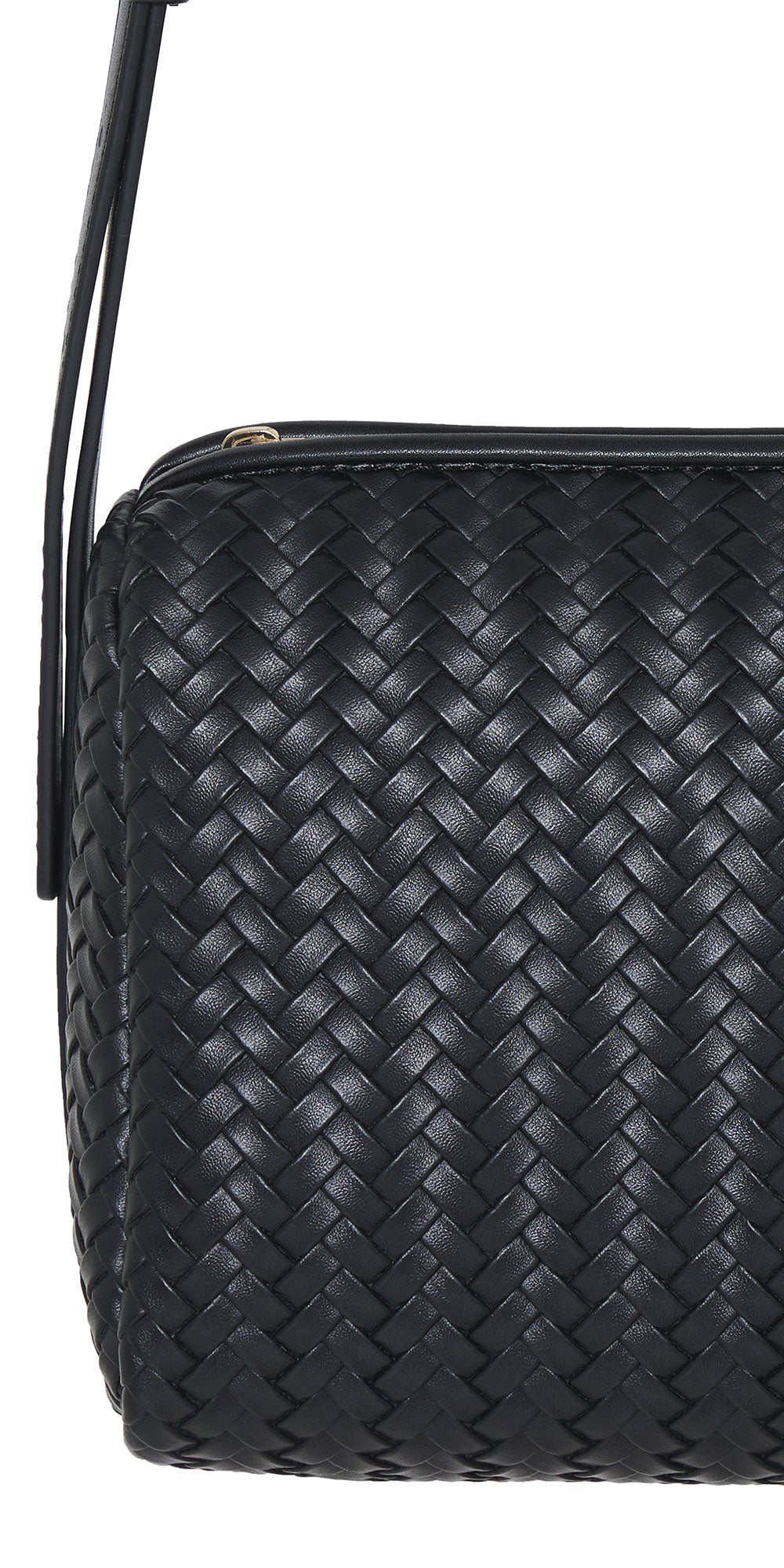 Fransa Woven Handbag, black faux leather