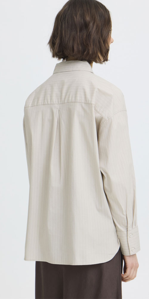 Fransa Pinstriped Button Up Shirt, light tan