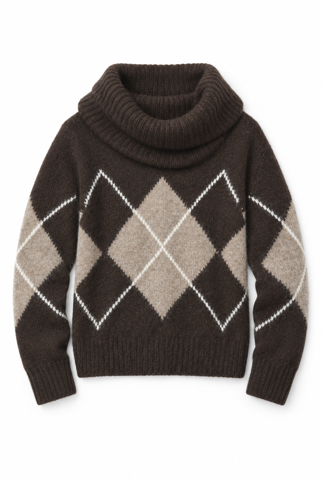 Fransa Argyle Cowl Neck Sweater