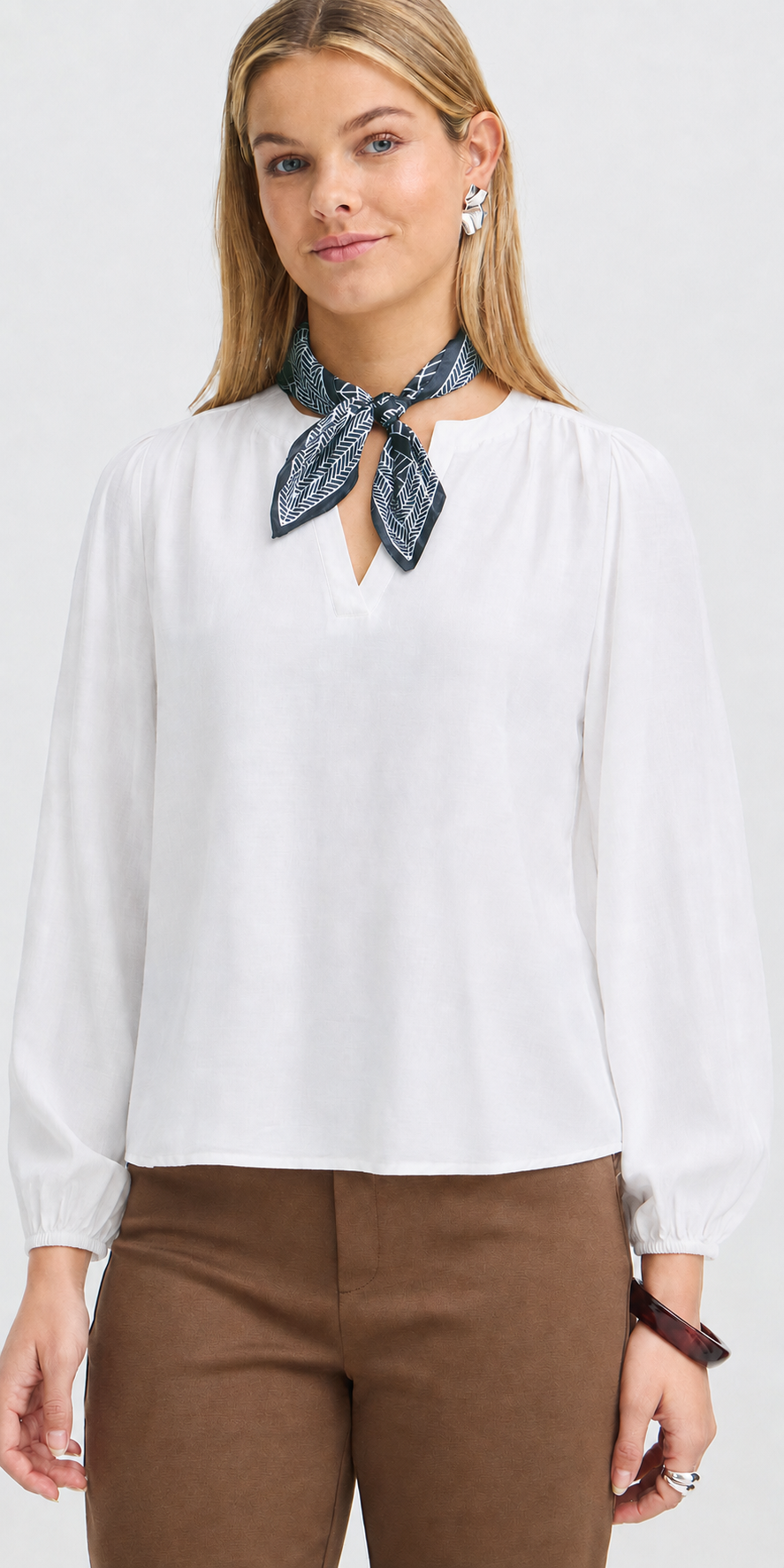Fransa Tunic Blouse, white