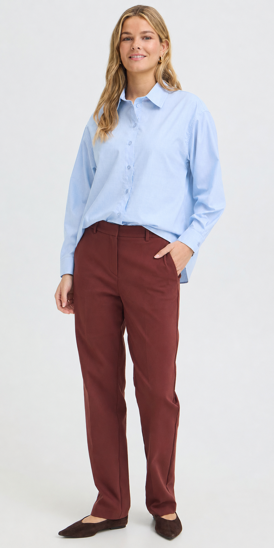 Fransa Button Shirt, sky blue