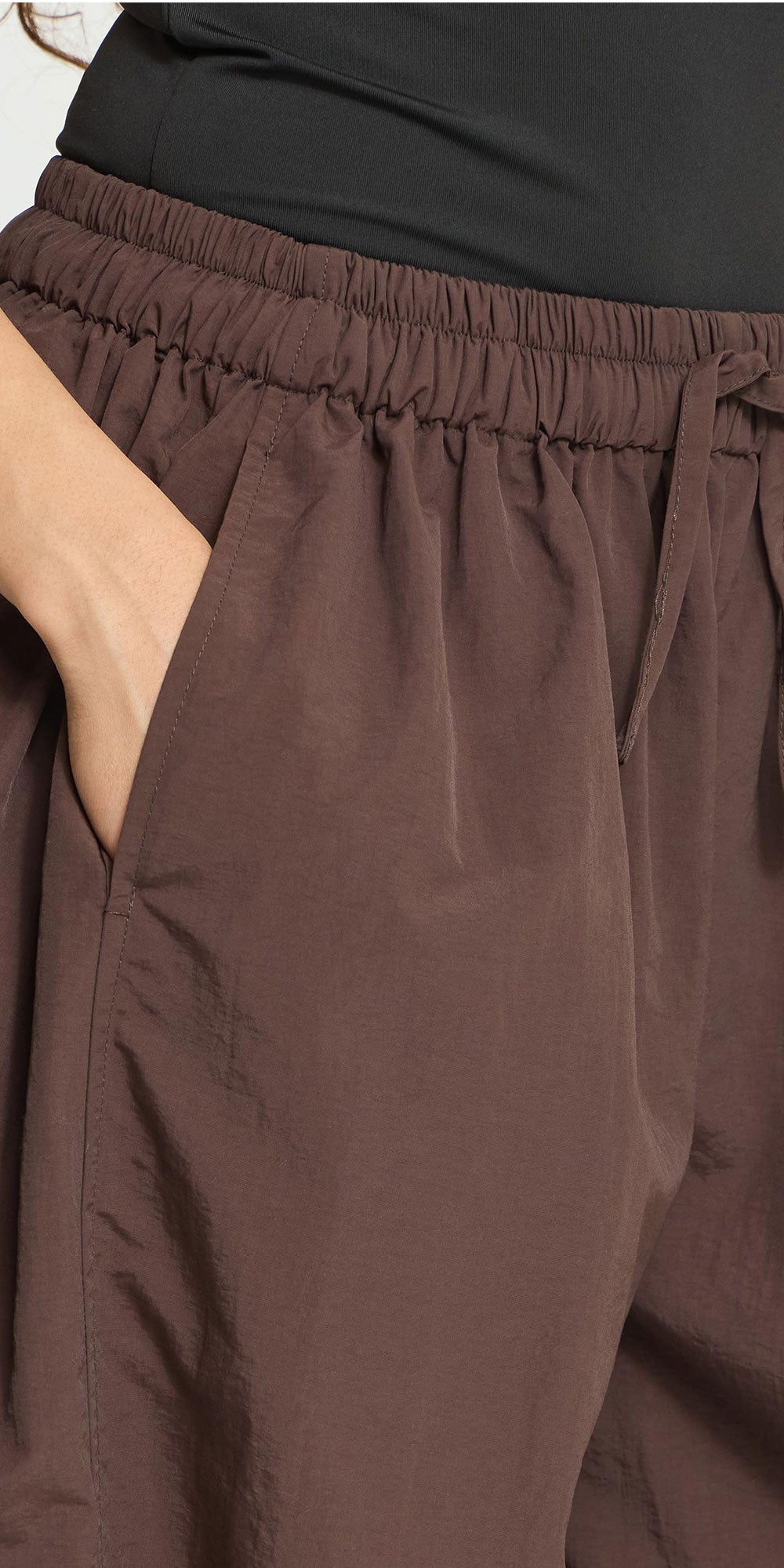 Ichi Gathered Balloon Pants, chocolate brown