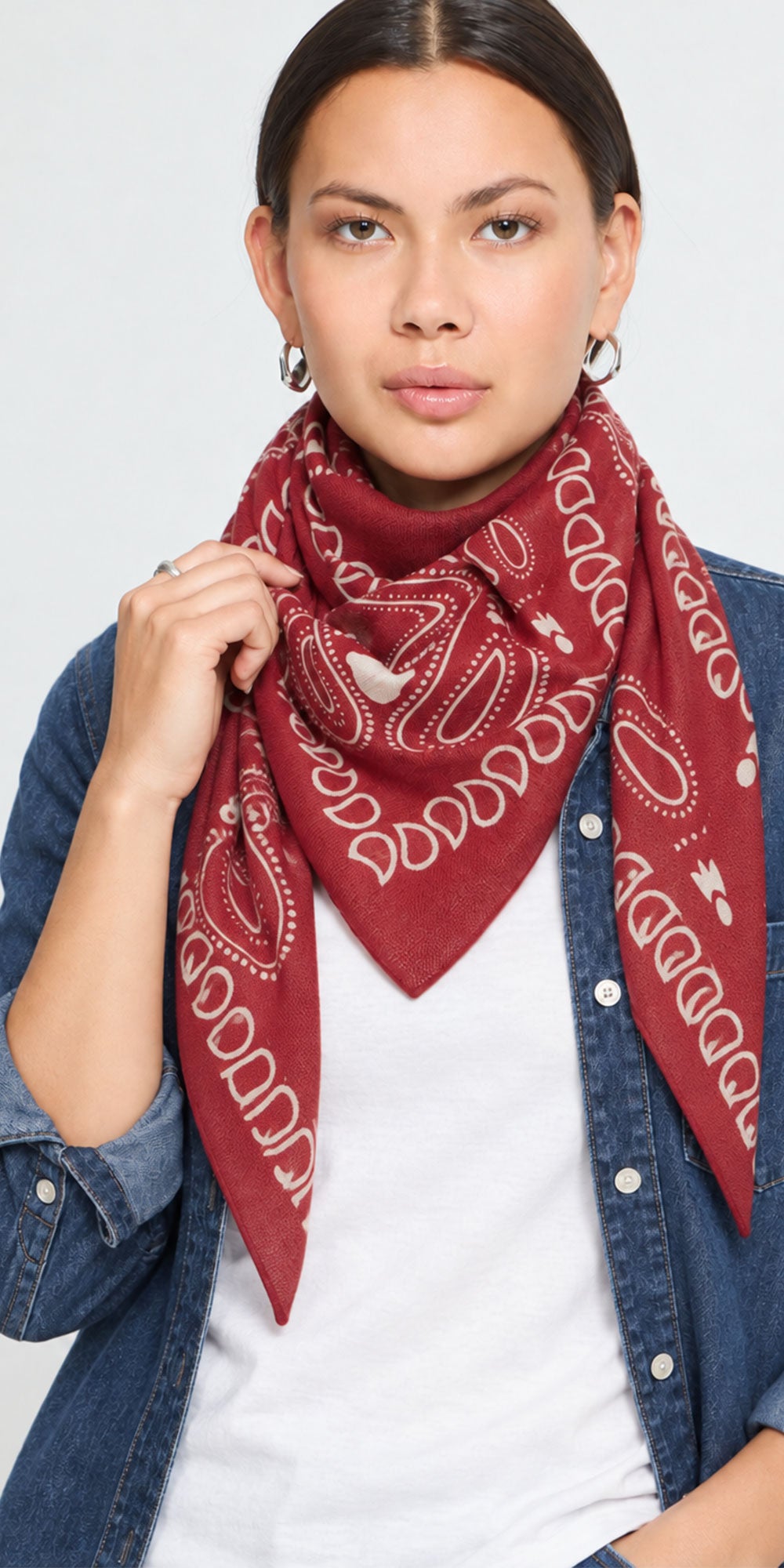 Ichi Large Bandana Scarf, red
