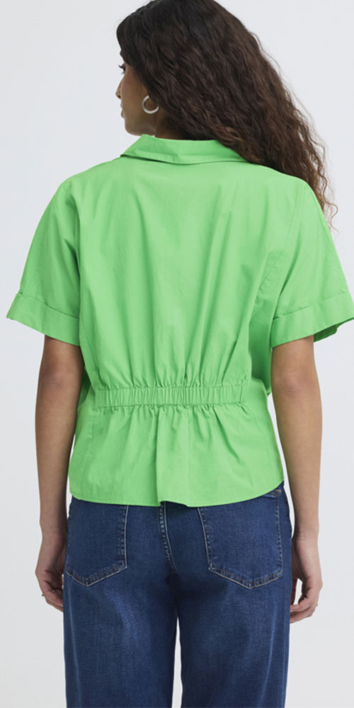 Ichi Cotton Collared Shirt, green