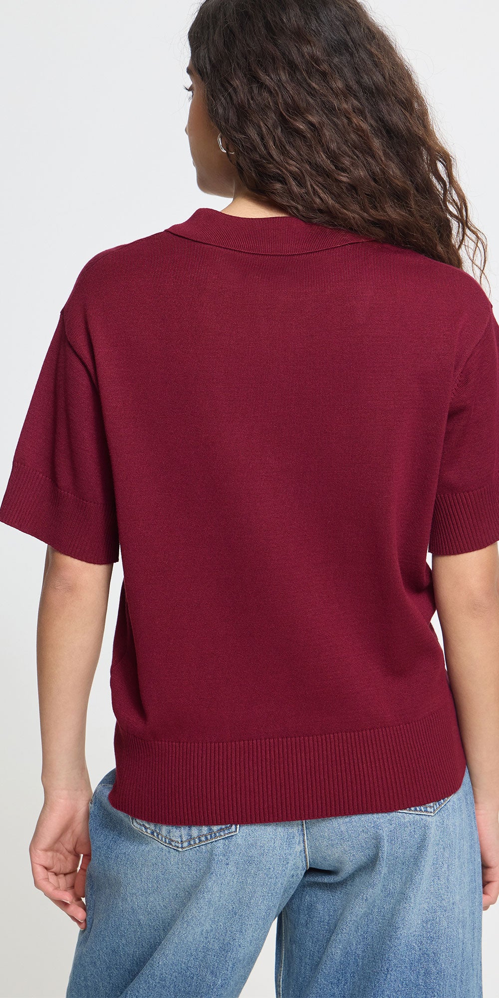 Ichi Fine Knit Polo, magenta