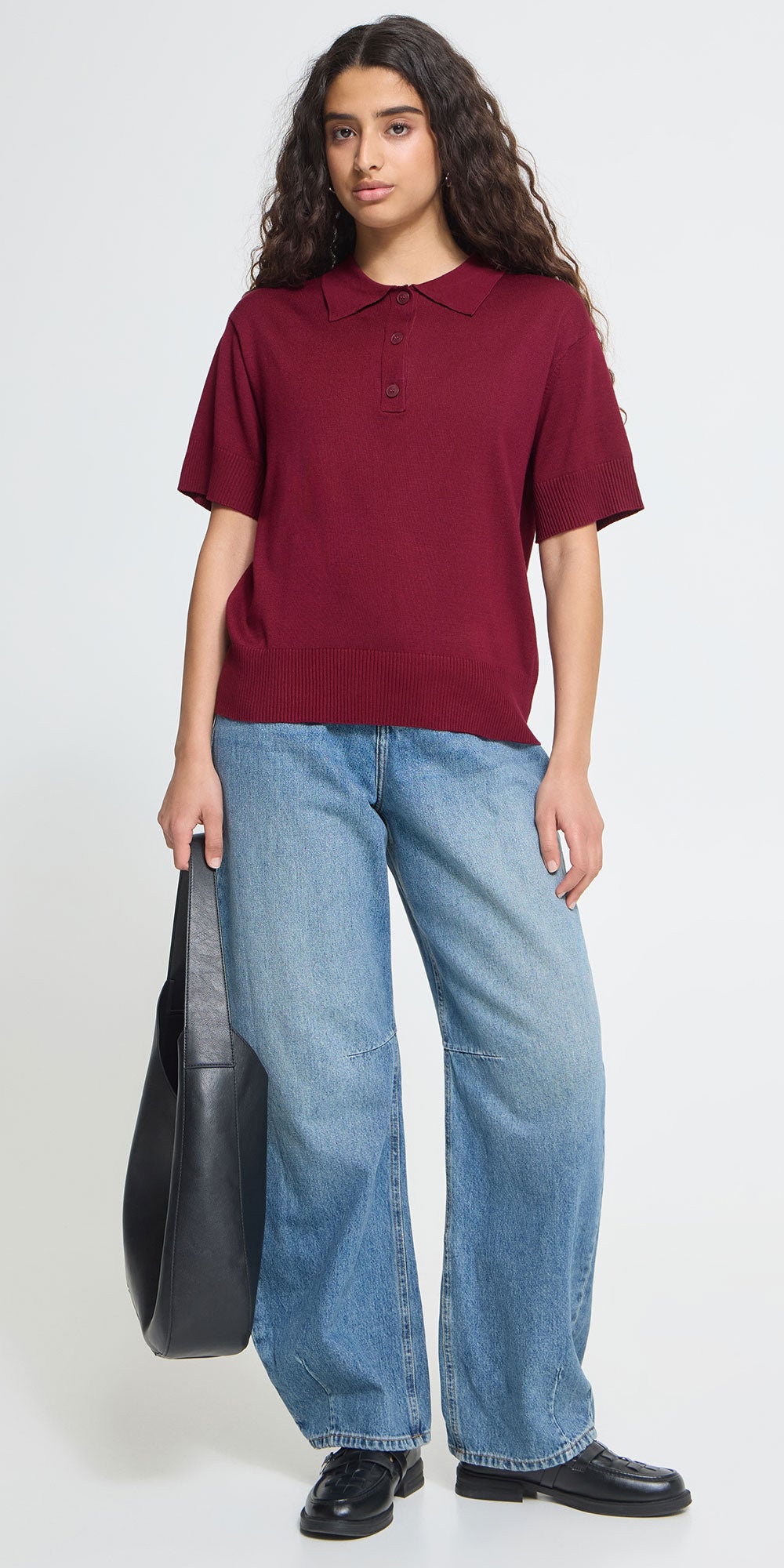 Ichi Fine Knit Polo, magenta