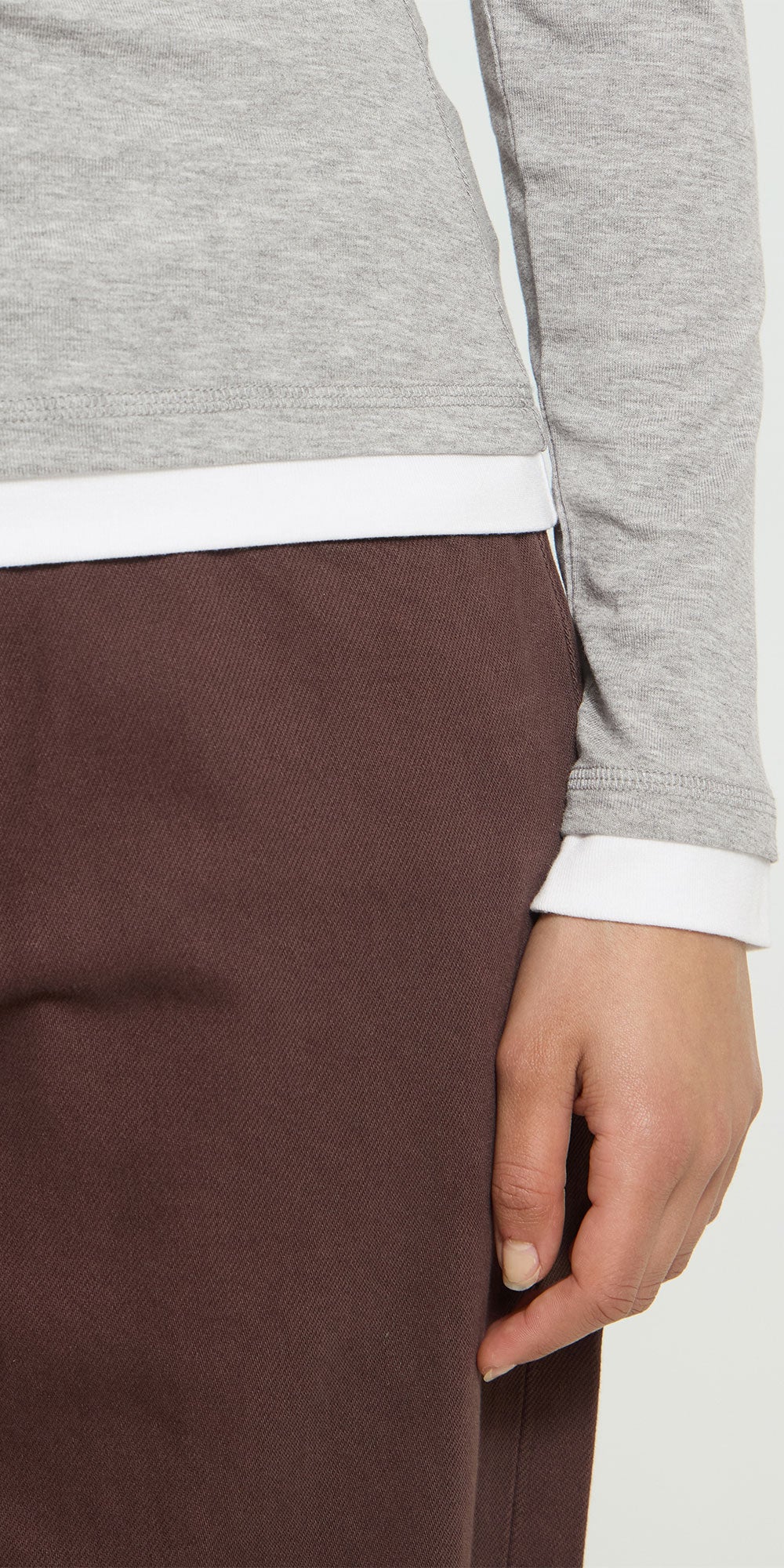 Ichi Layered Long Sleeve Tee, heathered grey