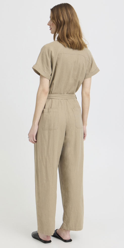 Ichi Linen Blend Jumpsuit