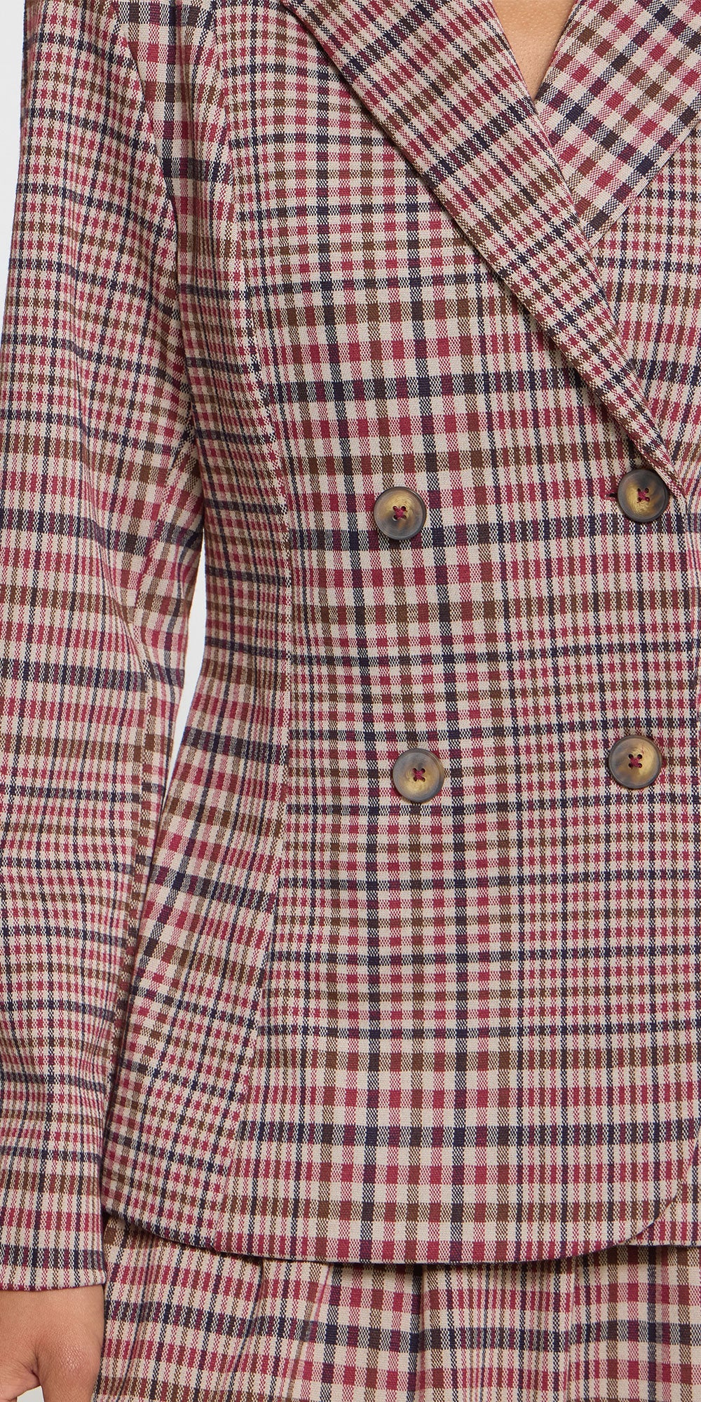 Ichi Plaid Ponte Blazer
