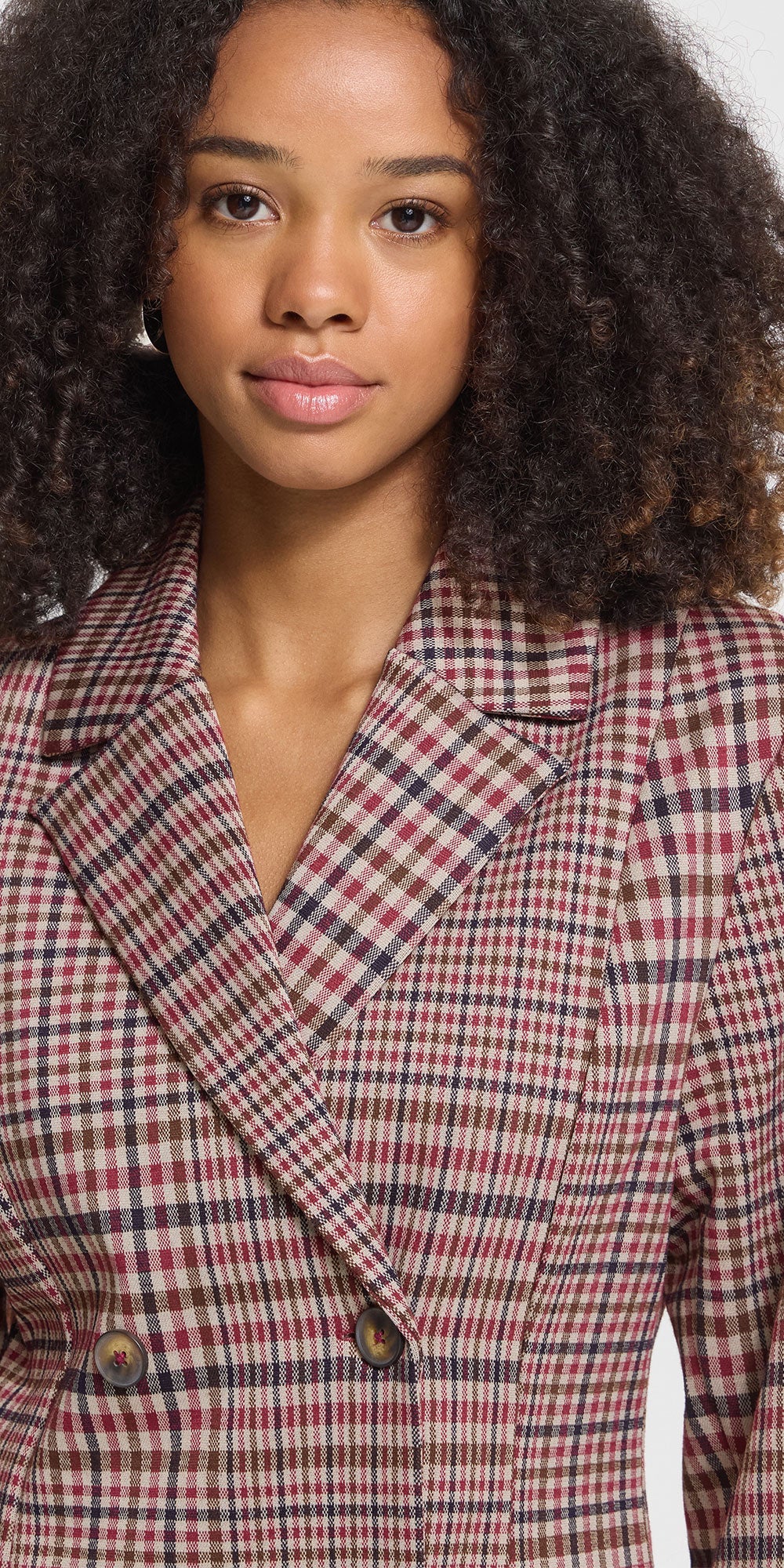 Ichi Plaid Ponte Blazer