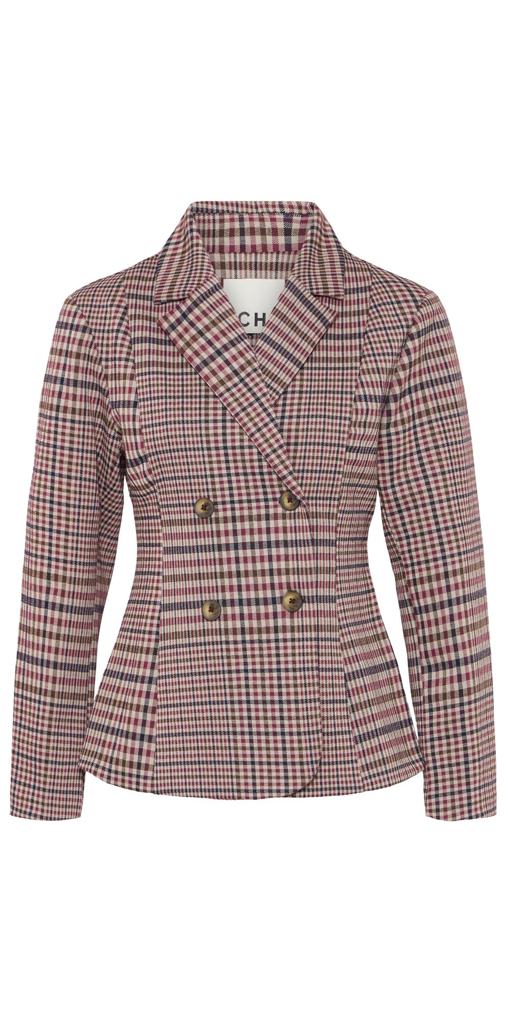 Ichi Plaid Ponte Blazer