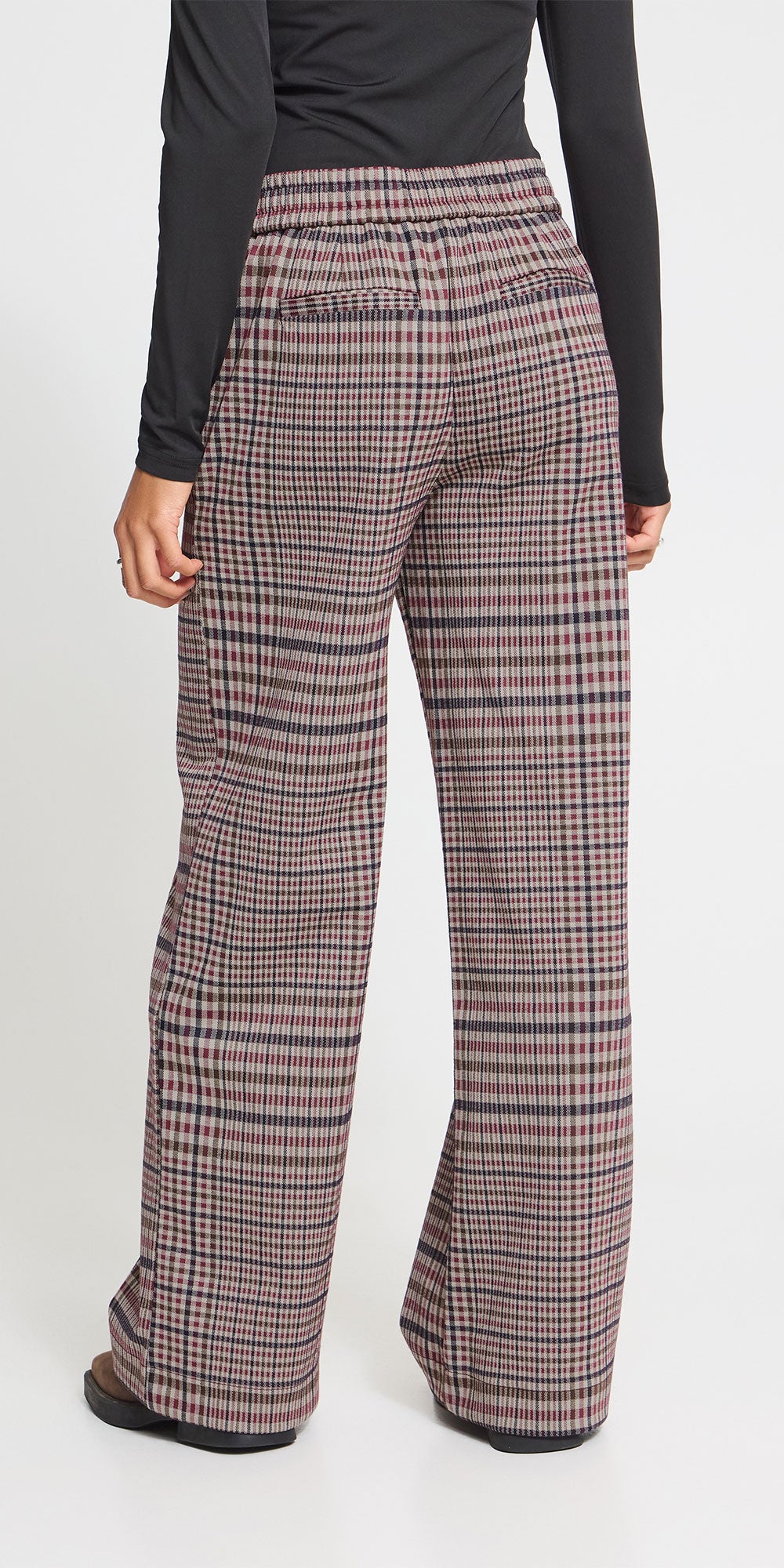 Ichi Plaid Ponte Trousers