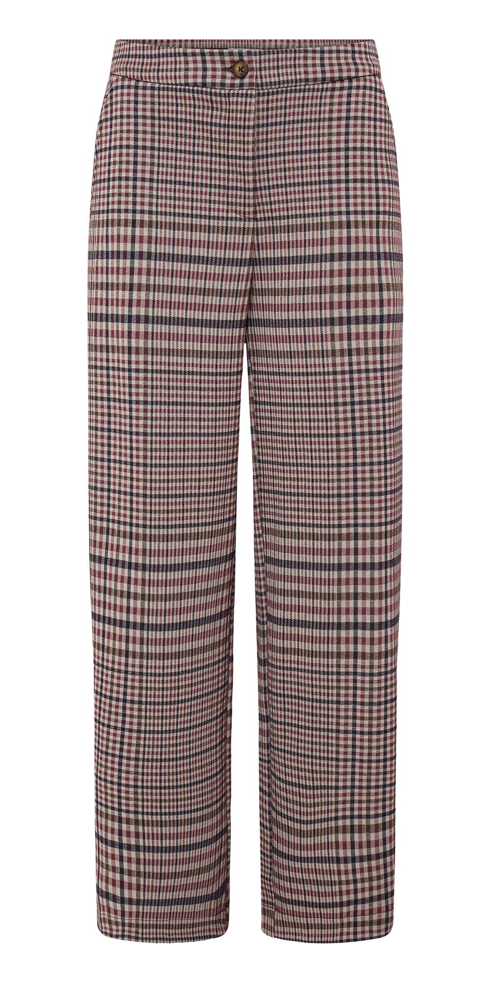 Ichi Plaid Ponte Trousers