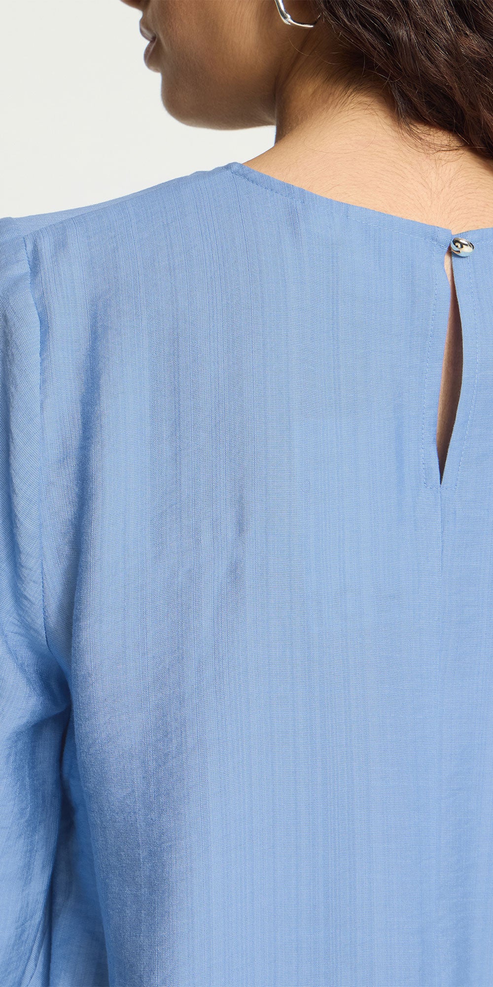 Ichi Ruche Neck Blouse, light blue