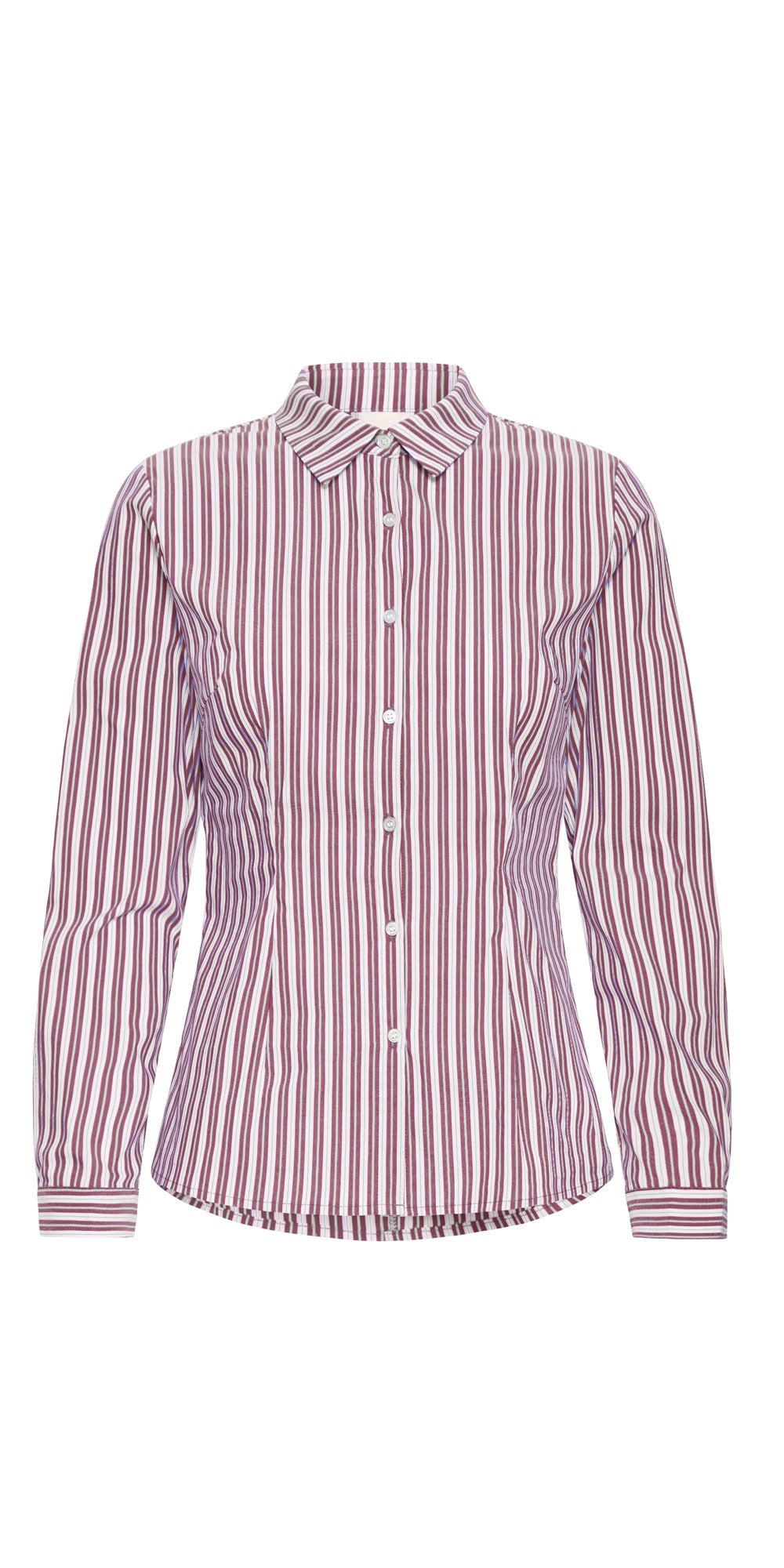 Ichi Semi-fitted Button Shirt, magenta stripe