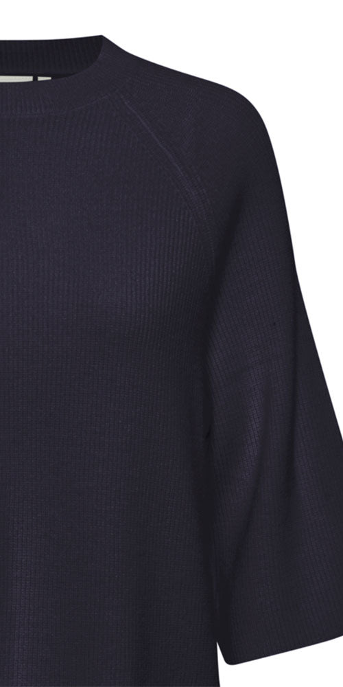 Ichi Short Sleeve Sweater, navy