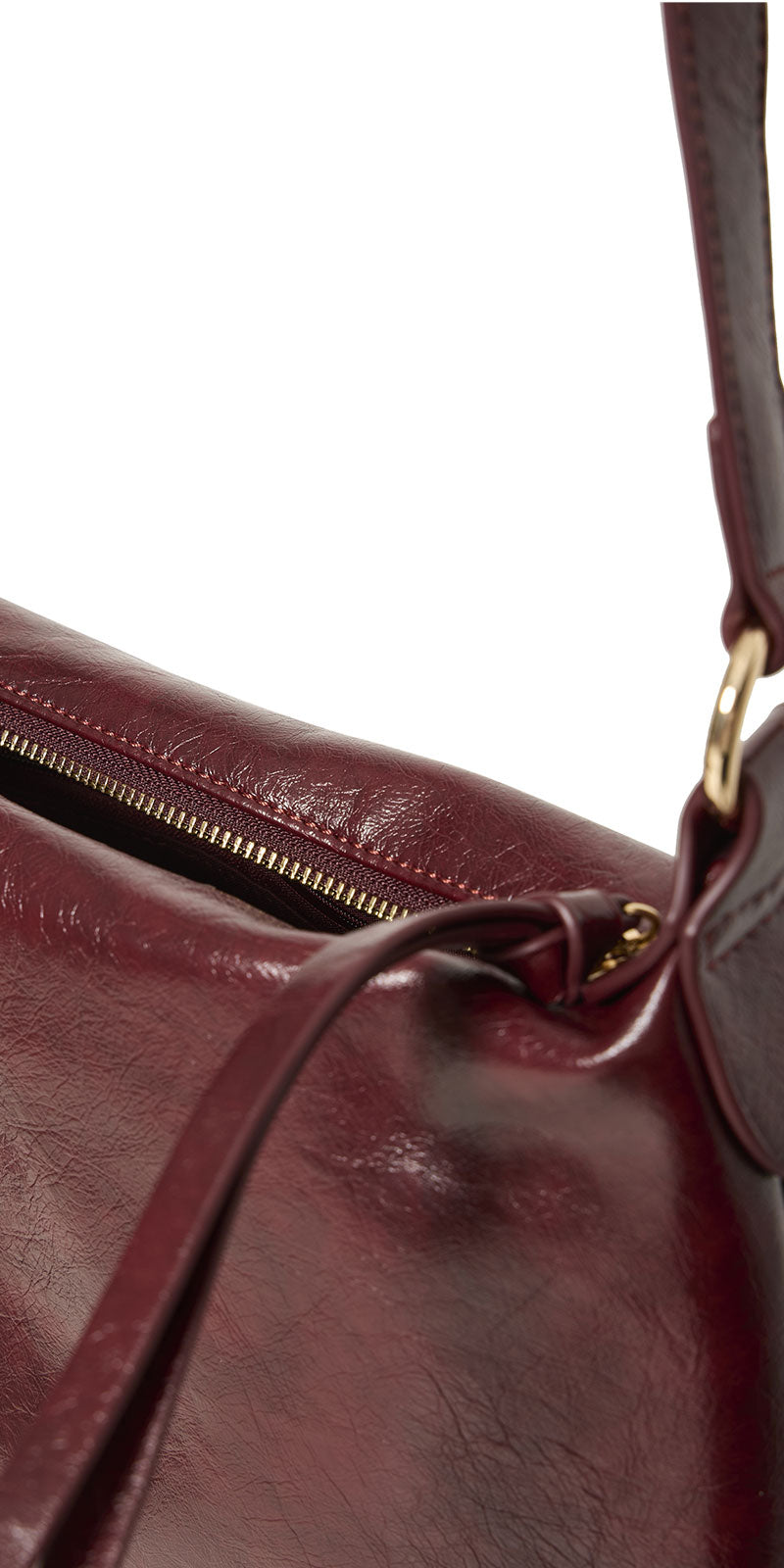 Ichi Faux Leather Shoulder Bag, deep red