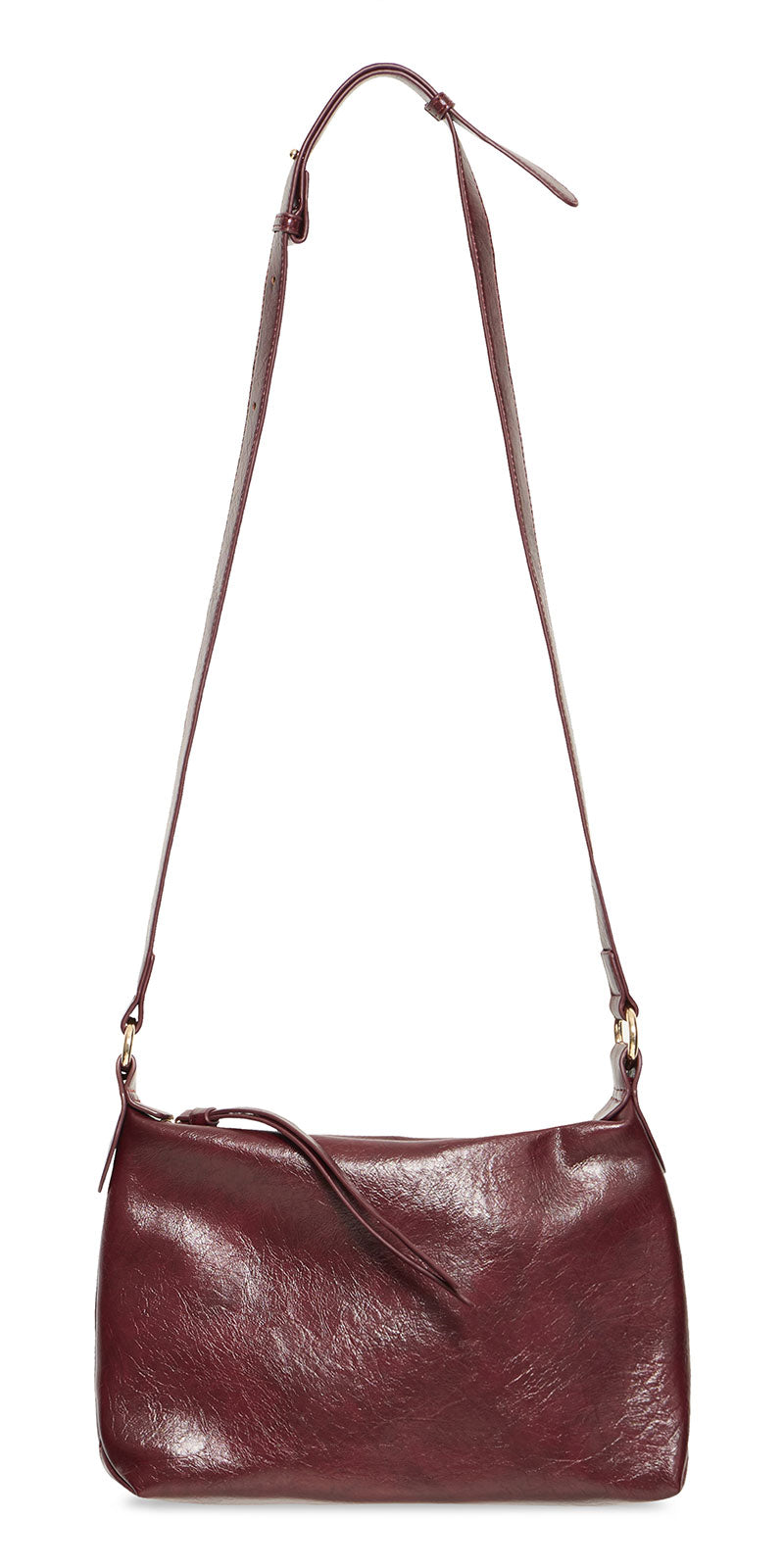 Ichi Faux Leather Shoulder Bag, deep red