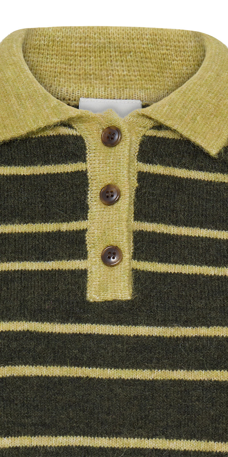 Ichi Striped Polo Sweater, green mix