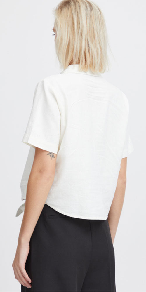 Ichi Tie Front Shirt, white