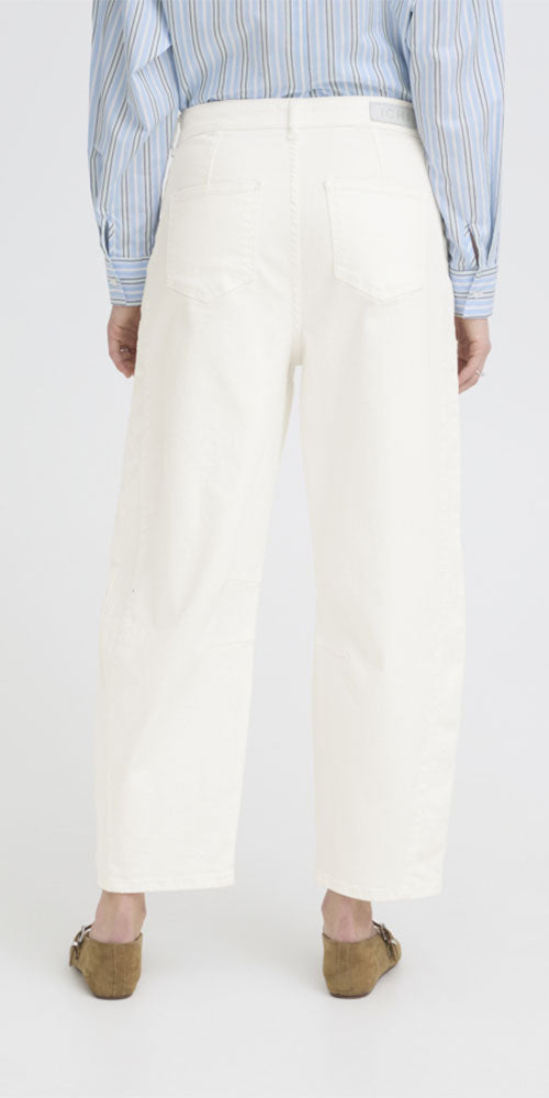 Ichi Darted Barrel Jeans, white