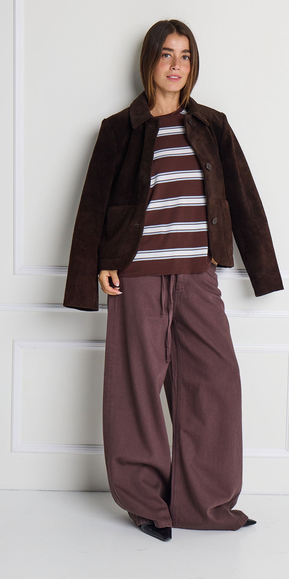 Ichi Wide Leg Jeans, russet brown