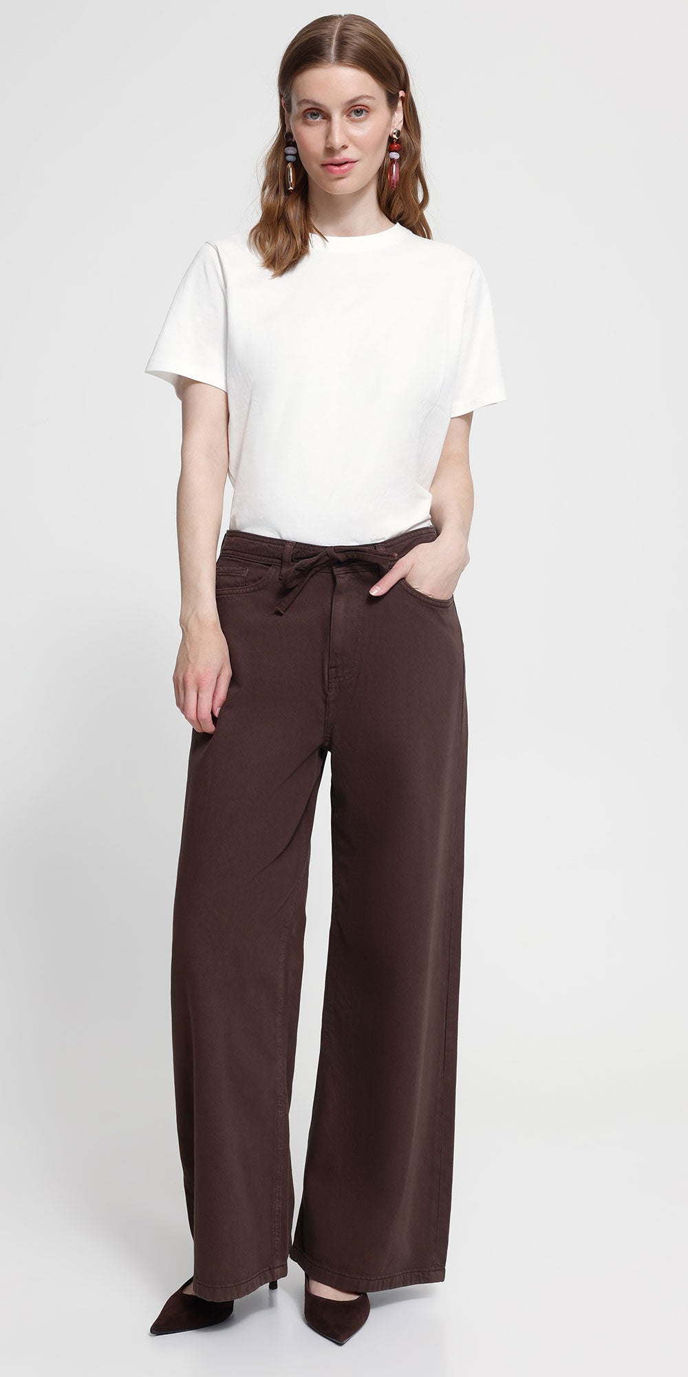 Ichi Wide Leg Jeans, russet brown